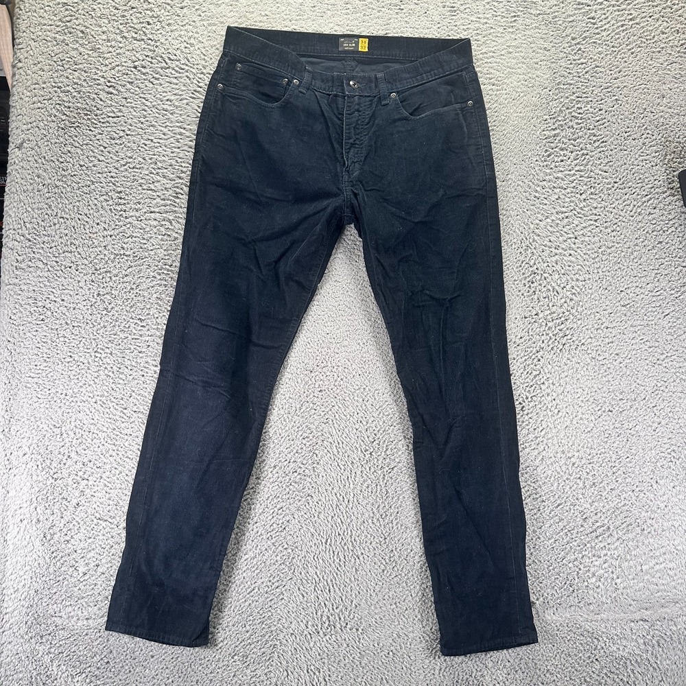 J.Crew 484 Pant Men 34x32 Blue Cotton Corduroy Chino Straight Slim Preppy Career